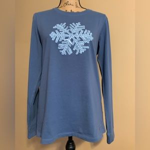 LIFE Is GOOD 100%cotton blue long sleeve wintery theme shirt size Medium  NWT